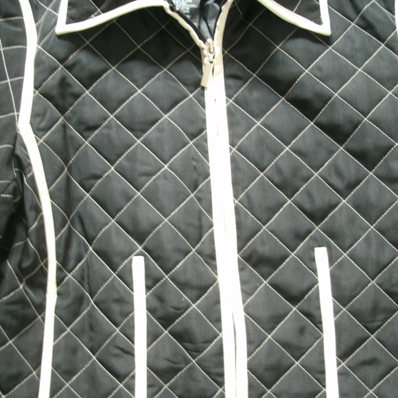 Utex Design Womens Jacket Quilted Black Tan Coat Zipper Polyester Nylon Medium - Picture 4 of 12